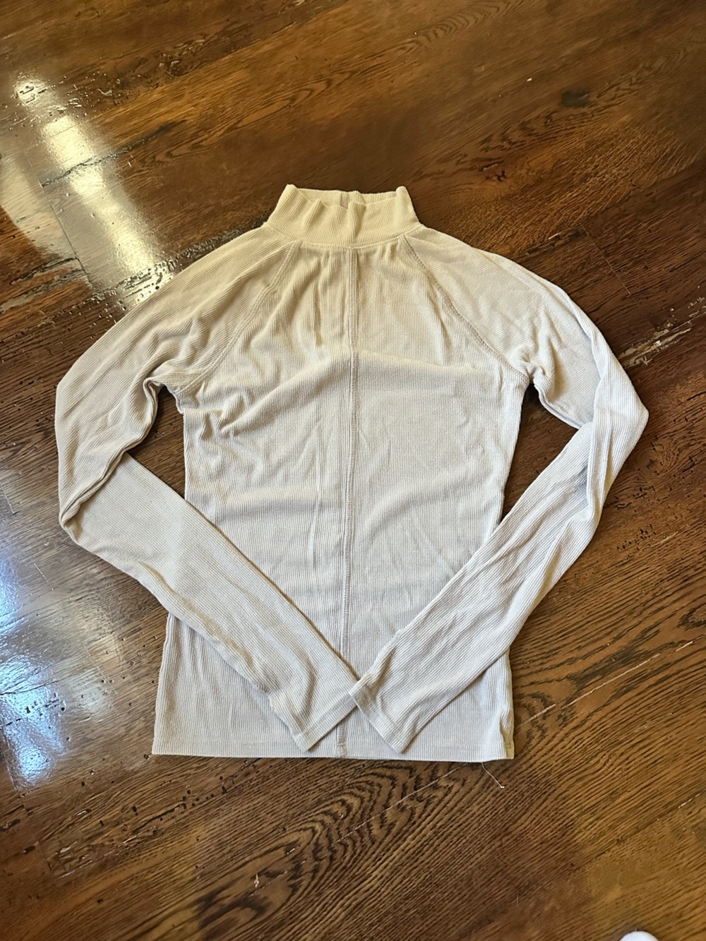 Joah Brown Light Beige Ribbed Long Sleeve Top